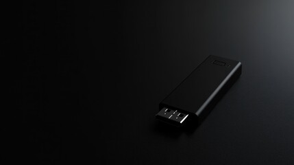 Fototapeta premium Black USB Device on a Dark Background