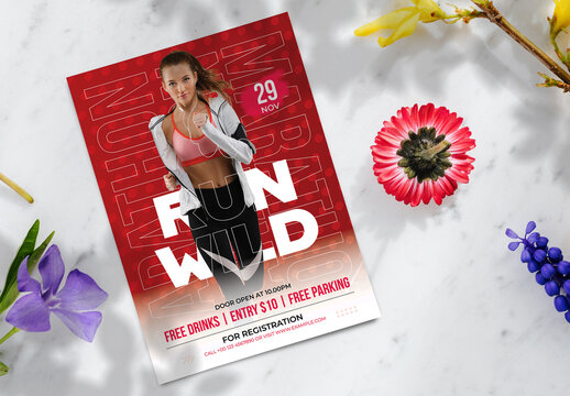 Fun Run Wild Race Event Flyer Layout Design