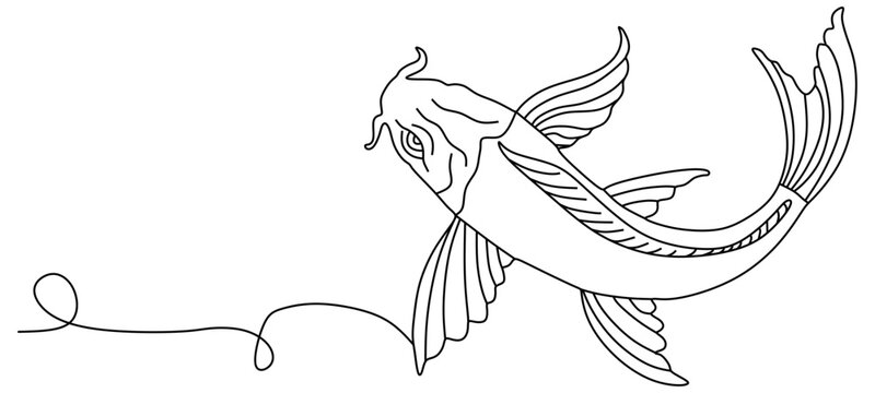 recommend clip art: Koi fish line art Japanese vector with transparent background