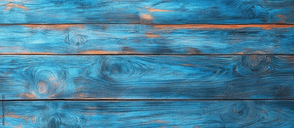 Poster rustic wood background with a blue stain free layer. with copy space image. place for adding text or