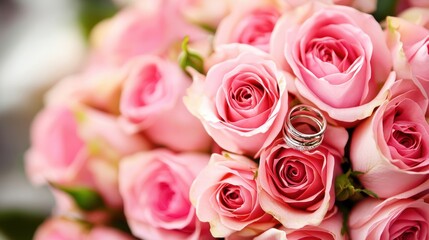 Obraz premium Wedding Bouquet with Rings