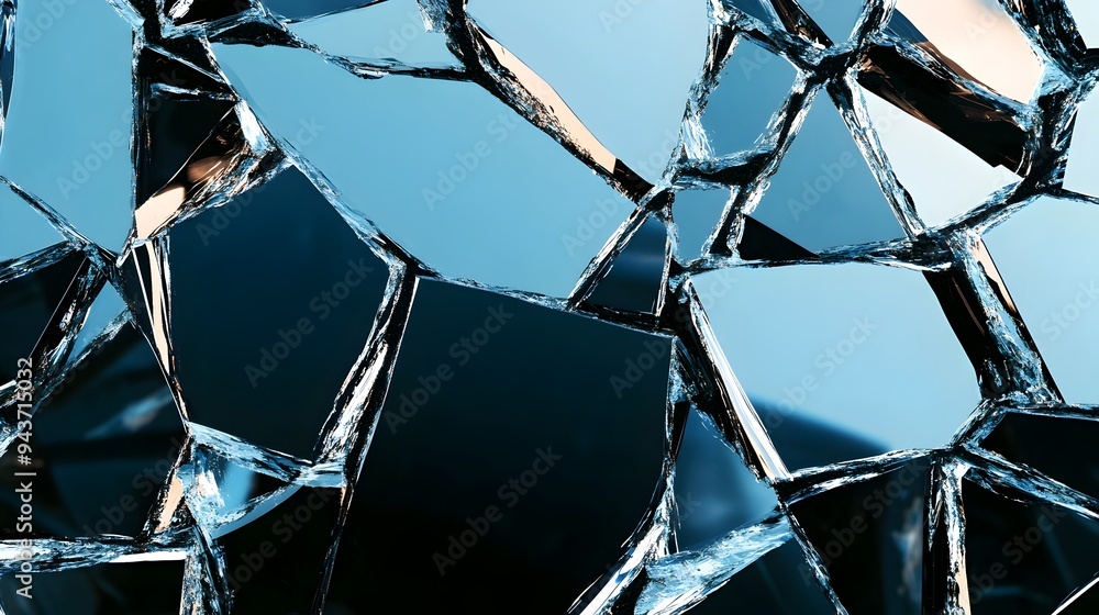 Poster shattered mirror reflection showcasing fragmented perception and symbolism multiple dimensional frag