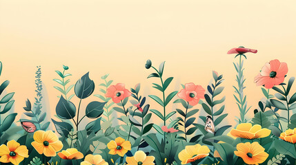 Fototapeta premium summer plants and flower background illustration