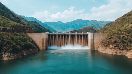 Design a hydroelectric dam as seen from behind