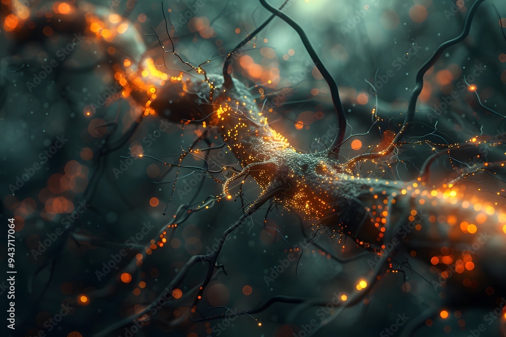 Poster abstract network with glowing points.