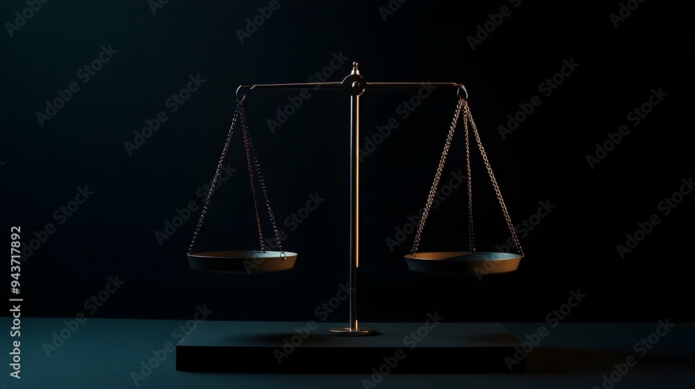 Poster a pair of scales balancing light and dark objects symbolizing the concept of balance fairness and eq