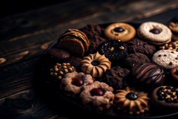 Selection of sweet foods Close-up photo of delicious Italian pastries
