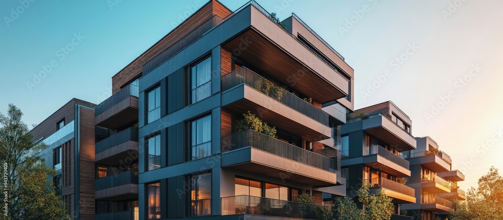Aufkleber Contemporary High End Apartment Complex. with copy space image. Place for adding text or design