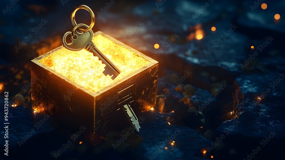 Poster unlocking the potential a glowing box symbolizing discovery and opportunity this image represents th