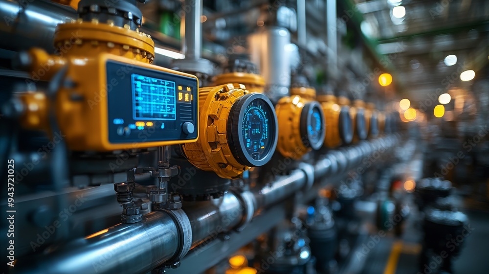 Aufkleber automated equipment displays metrics while monitoring operations in a manufacturing facility.