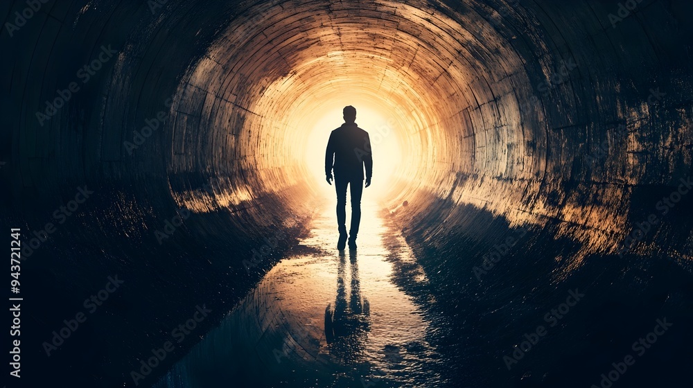 Poster stepping toward the light a metaphorical journey of hope determination and overcoming challenges a p