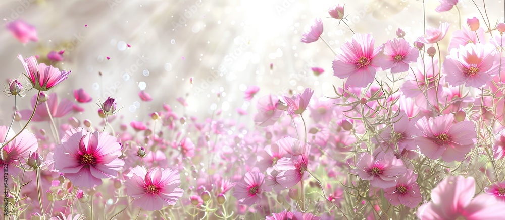 Aufkleber pink flower garden. with copy space image. place for adding text or design