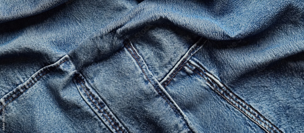 Aufkleber denim texture of blue jeans. with copy space image. place for adding text or design