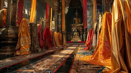 a traditional Buddhist ceremony, with monks wearing luxurious robes