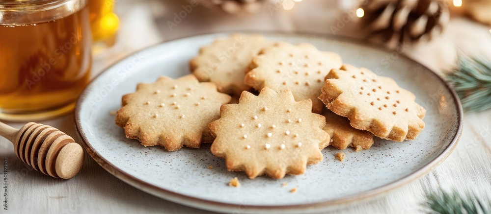 Aufkleber homemade shortbread cookies featuring ginger and honey on a plate on the table close up tasty fragra
