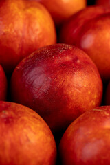 a large number of ripe soft nectarine fruits on the table