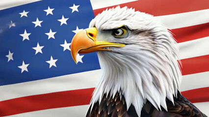 American eagle in front of the USA flag symbolizing patriotism, democracy, and national pride new stock image illustration AI