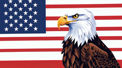 American eagle in front of the USA flag symbolizing patriotism, democracy, and national pride new stock image illustration AI