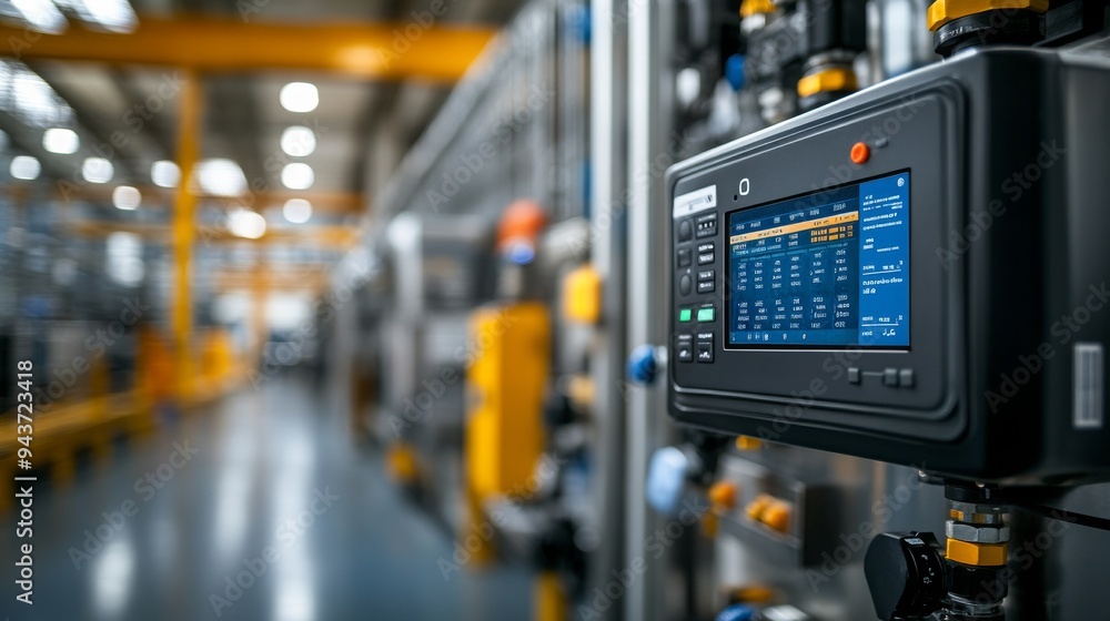 Aufkleber a system displays energy metrics for monitoring and reducing consumption in an industrial setting.