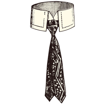 Collar and tie vintage illustration isolated on transparent background