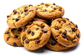 Chocolate biscuits and two cups of cappuccino Selection of sweet foods
