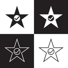 Star favorite sign web icon with tick sign design element. Flat style design icon. line and solid  icon set. Vector illustration. EPS 10