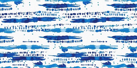 Modern blue white irregular beach stripe border for summer doodle banner design. Coastal mariner background for seaside living style in repeatable edging ribbon trim
