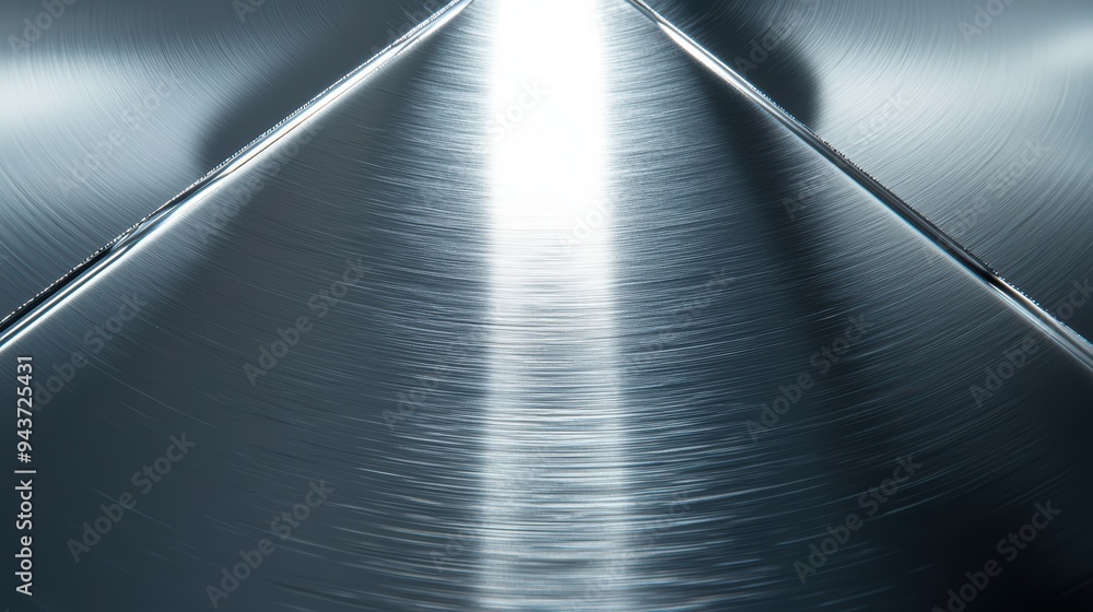 Poster shiny metallic surface with reflective lines and smooth texture, evoking sense of modernity and prec