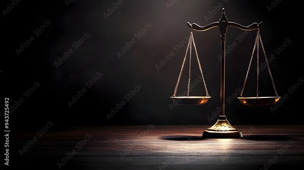Poster balancing scales of light and dark symbolic representation of harmony in a minimalist geometric comp