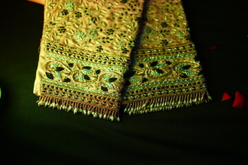 Black background and bridal blouse 