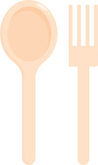 Simple vector illustration of a wooden spoon and fork, ideal for representing eating utensils in a minimalist and clear way