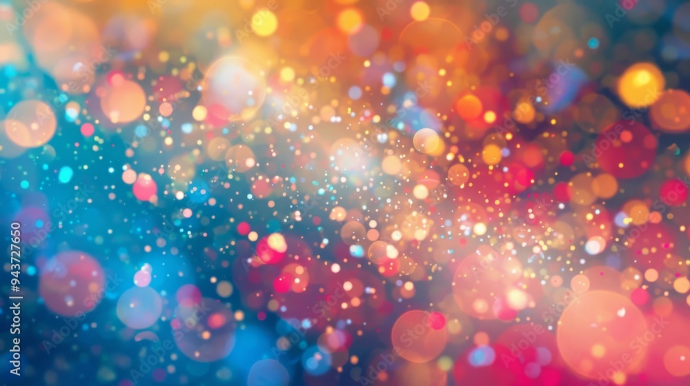 Poster Brightly colored particles creating a dynamic background effect