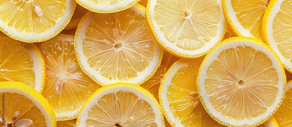 Poster closeup background featuring lemons. with copy space image. place for adding text or design