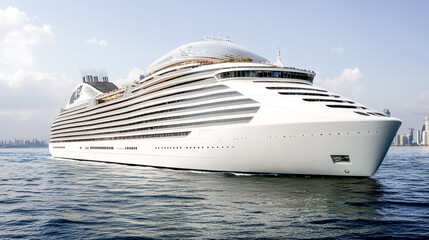 Futuristic Cruise Ship A Visionary Design of the Next-Next-Generation Cruise Liner Blending Cutting-Edge Technology with Luxurious Comfort Set Against a Majestic Oceanic Landscape