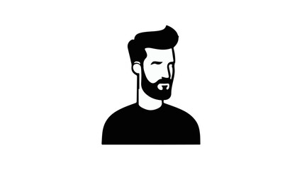 silhouette of a person with bit beard and hair vector illustration