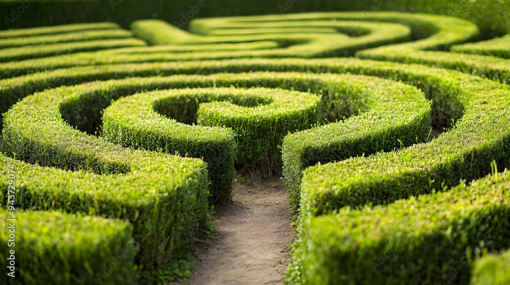 Poster a minimalist maze design with a distinct path cutting through symbolizing the clarity direction and 