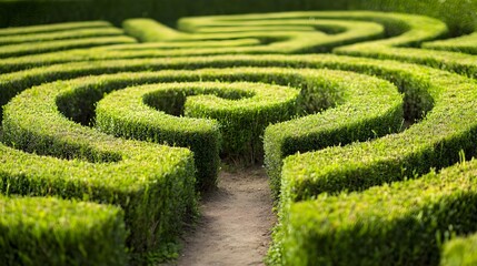Naklejka premium A minimalist maze design with a distinct path cutting through symbolizing the clarity direction and strategic vision needed to navigate challenges and achieve success