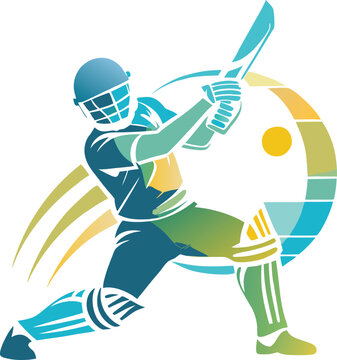 Cricketer logo design vector 