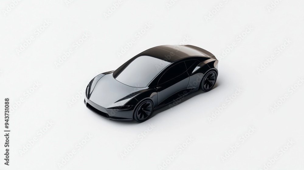 Poster a 3d single icon of a futuristic electric car designed with sleek lines and a modern silhouette rend