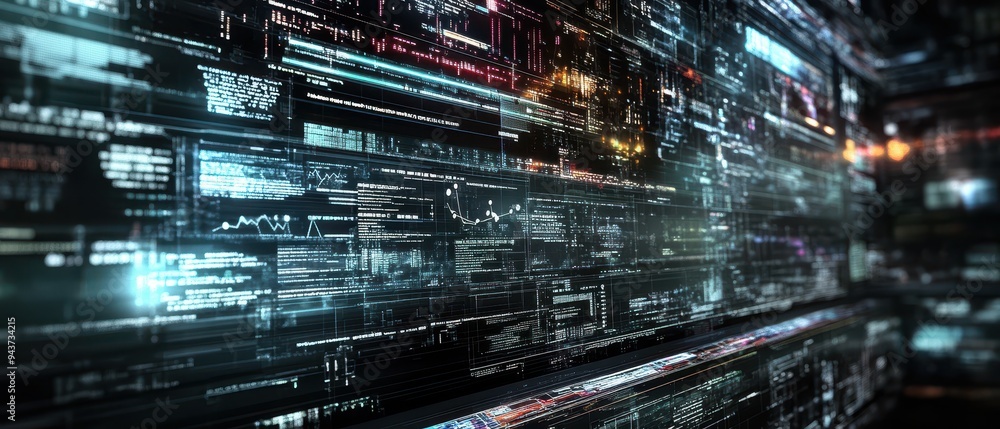Poster abstract digital data code stream - futuristic technology background