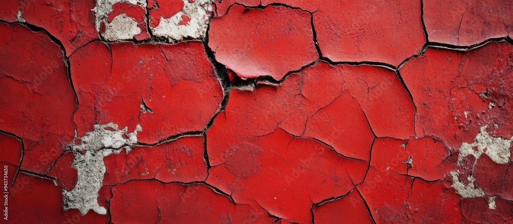Aufkleber Close up background of cracked red concrete texture. with copy space image. Place for adding text or design