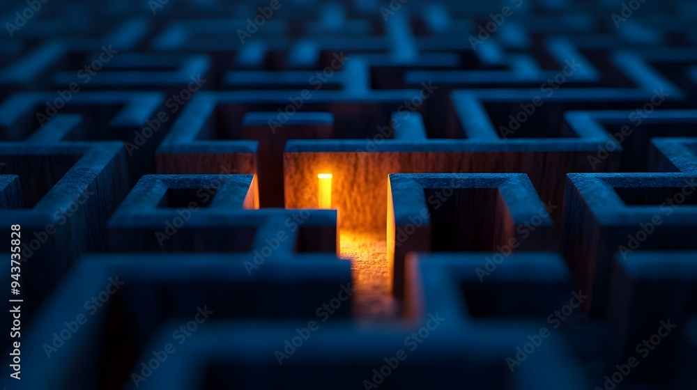 Poster illuminated path through a maze like abstract design symbolizing the clarity and direction that can 