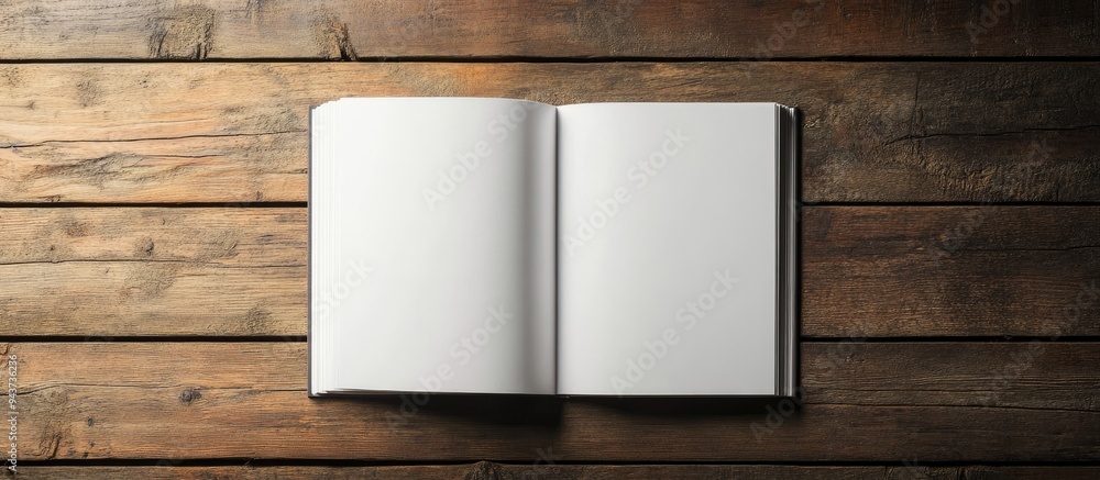 Poster blank catalog brochure magazines and book mockup on a wooden background. with copy space image. plac