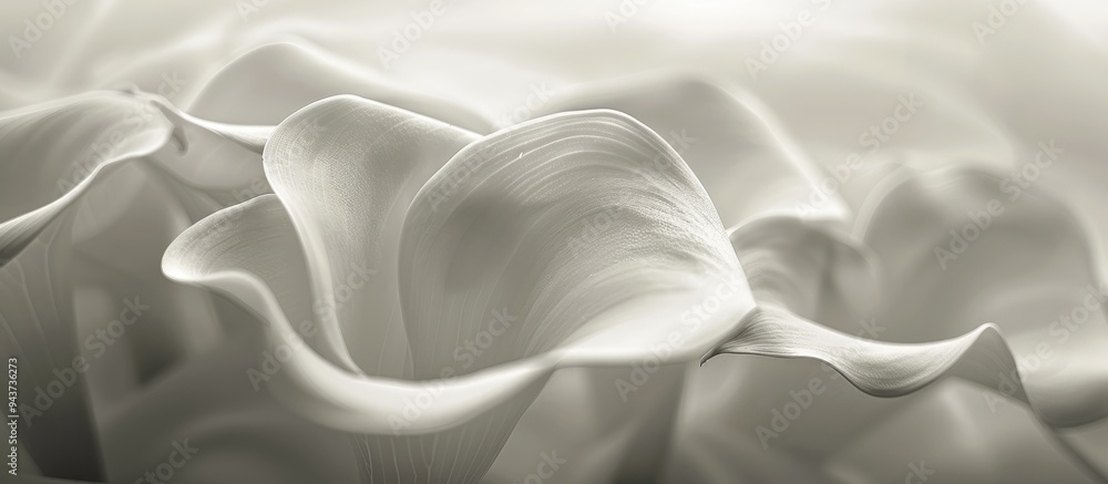 Poster abstract macro photography of a calla flower featuring intricate details black and white photography