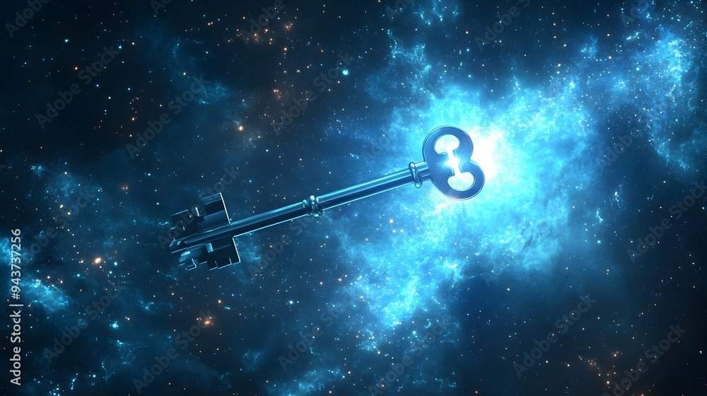 Aufkleber a key unlocking a door into a vast boundless universe symbolizing the endless possibilities and unta