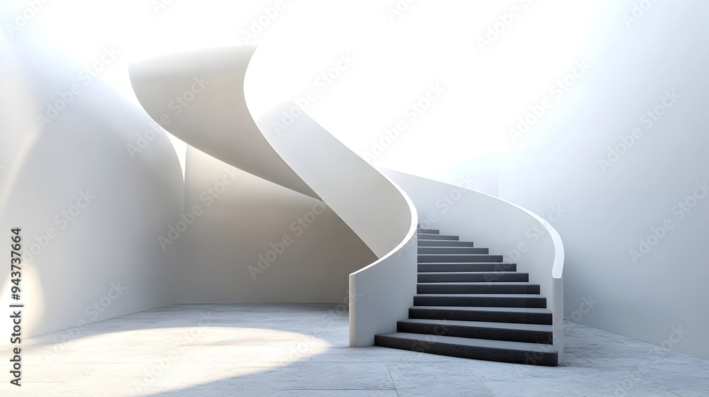 Poster a surreal and abstract spiral staircase that twists into infinity symbolizing the endless possibilit
