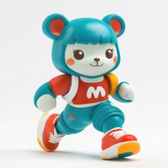 Naklejka premium A cute bear character in athletic gear, running energetically.