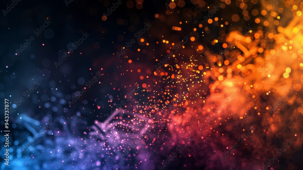 Aufkleber dynamic burst of colorful particles on a black backdrop