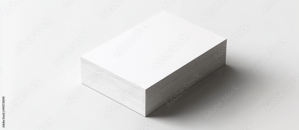 Poster blank business card on a white background side view standard size elegant textured stack of cardboar
