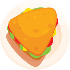 Simple triangular toasted sandwich is served on a plate, perfect for a quick lunch or snack